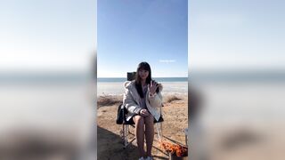 겨울바다에서 텐트치고 노출영상찍는 쉐리