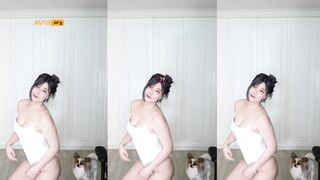 안나_하얀 하이레그 댄스리액션 korean bj