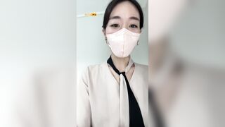배색 블라우스 직장인룩 (+스타킹발, 살색스타킹)