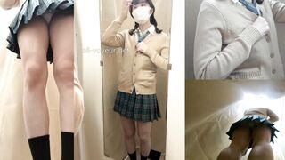 4アングルで楽しむ三つ編み美少女の美ボディ♡♡スク水試着の様子をお届け ipcam