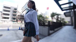 【フル顔出し 初登場】超美人の超ミニスカJK青チェ♪食い込みTバック尻や卑猥なマ〇コを見せつけるド変態っぷり jav jvip