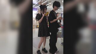(BC-AA-643) 若き女子大1年生……ショッピングモールのエスカレーターでナース服姿 — 前後からのアングル、うっすら透けた白い下着 ipcam 3 (2)