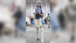 蓝色制服过膝袜cos小姐姐..半蹲拍照被CD浅绿内 ipcam 1