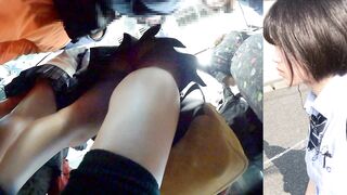 【顔出し】真面目そうなJKのえっちな生パンを逆さ撮り＆ぶっかけ voyeur jp 160526