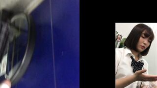 【顔出し声かけ】水色サテンのエロカワ制服にぶっかけ後に声かけ voyeur jp 160526