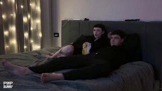 WildTwins Movie Night BJ, Footjob, Cowgirl Ride & Cum Facial Finish! OnlyFans